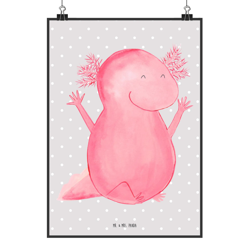 Poster Axolotl Hurra Poster, Wandposter, Bild, Wanddeko, Küchenposter, Kinderposter, Wanddeko Bild, Raumdekoration, Wanddekoration, Handgemaltes Poster, Mr. & Mrs. Panda Poster, Designposter, Kunstdruck, Posterdruck, Axolotl, Molch, Axolot, Schwanzlurch, Lurch, Lurche, fröhlich, Spaß, Freude, Motivation, Zufriedenheit