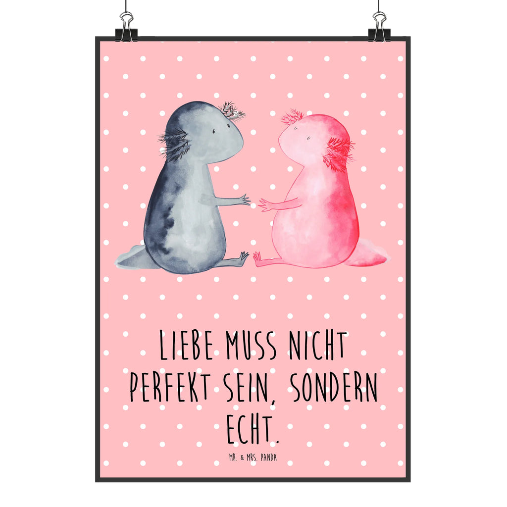 Poster Axolotl Liebe Poster, Wandposter, Bild, Wanddeko, Küchenposter, Kinderposter, Wanddeko Bild, Raumdekoration, Wanddekoration, Handgemaltes Poster, Mr. & Mrs. Panda Poster, Designposter, Kunstdruck, Posterdruck, Axolotl, Molch, Axolot, Schwanzlurch, Lurch, Lurche, Liebe, große Liebe, Liebesbeweis, Freund, Verlobter, Ehemann, Jahrestag, Valentinstag