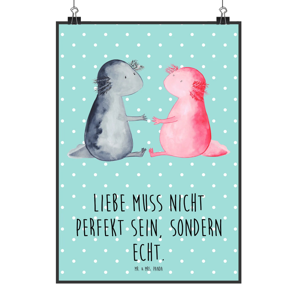 Poster Axolotl Liebe Poster, Wandposter, Bild, Wanddeko, Küchenposter, Kinderposter, Wanddeko Bild, Raumdekoration, Wanddekoration, Handgemaltes Poster, Mr. & Mrs. Panda Poster, Designposter, Kunstdruck, Posterdruck, Axolotl, Molch, Axolot, Schwanzlurch, Lurch, Lurche, Liebe, große Liebe, Liebesbeweis, Freund, Verlobter, Ehemann, Jahrestag, Valentinstag