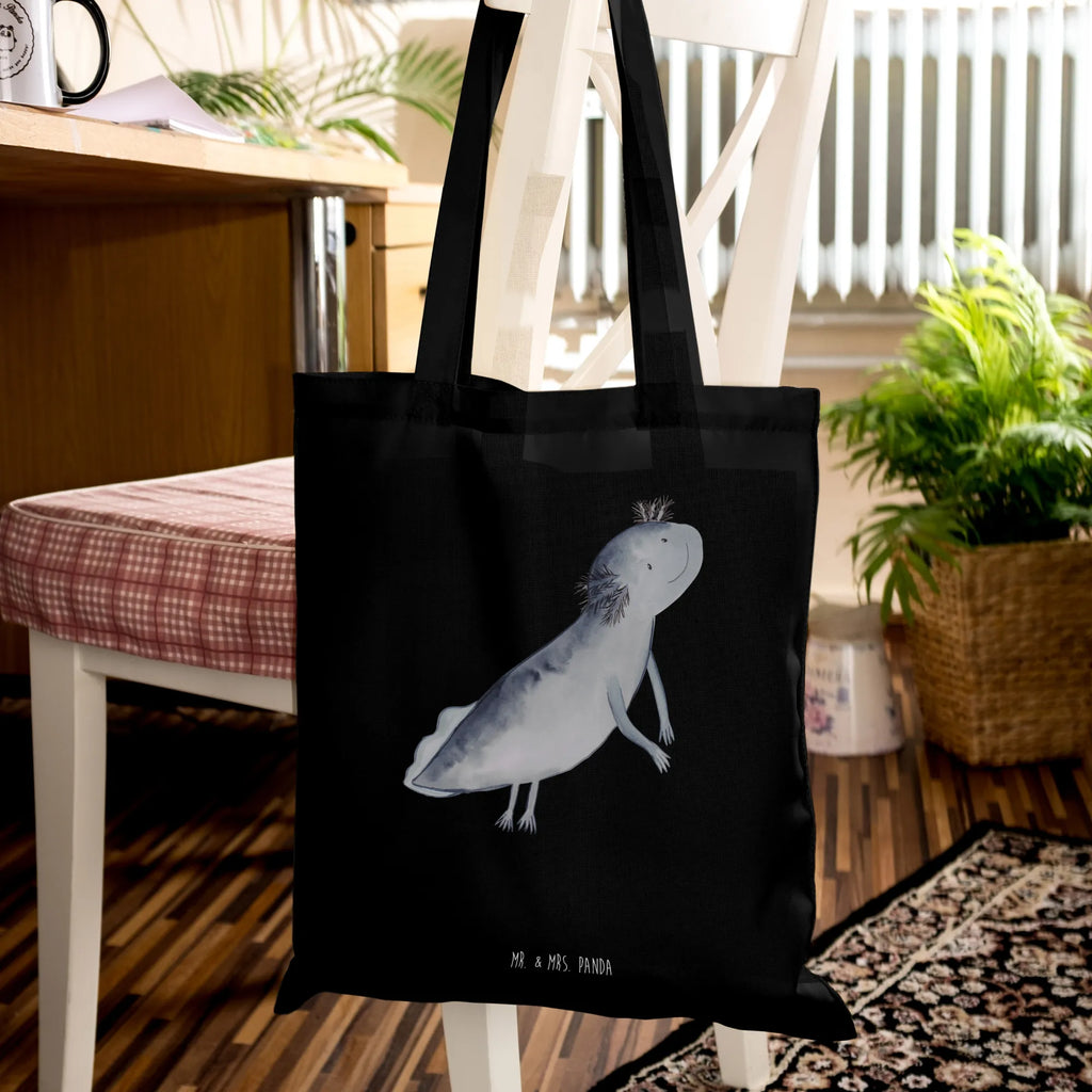 Tragetasche Axolotl schwimmt Beuteltasche, Beutel, Einkaufstasche, Jutebeutel, Stoffbeutel, Tasche, Shopper, Umhängetasche, Strandtasche, Schultertasche, Stofftasche, Tragetasche, Badetasche, Jutetasche, Einkaufstüte, Laptoptasche, Axolotl, Molch, Axolot, Schwanzlurch, Lurch, Lurche, Problem, Probleme, Lösungen, Motivation