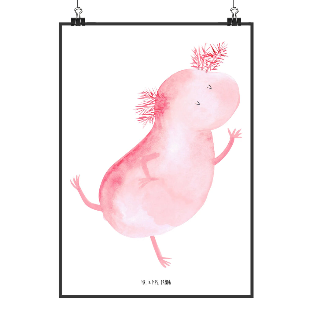 Poster Axolotl Tanzen Poster, Wandposter, Bild, Wanddeko, Küchenposter, Kinderposter, Wanddeko Bild, Raumdekoration, Wanddekoration, Handgemaltes Poster, Mr. & Mrs. Panda Poster, Designposter, Kunstdruck, Posterdruck, Axolotl, Molch, Axolot, Schwanzlurch, Lurch, Lurche, Dachschaden, Sterne, verrückt, Freundin, beste Freundin