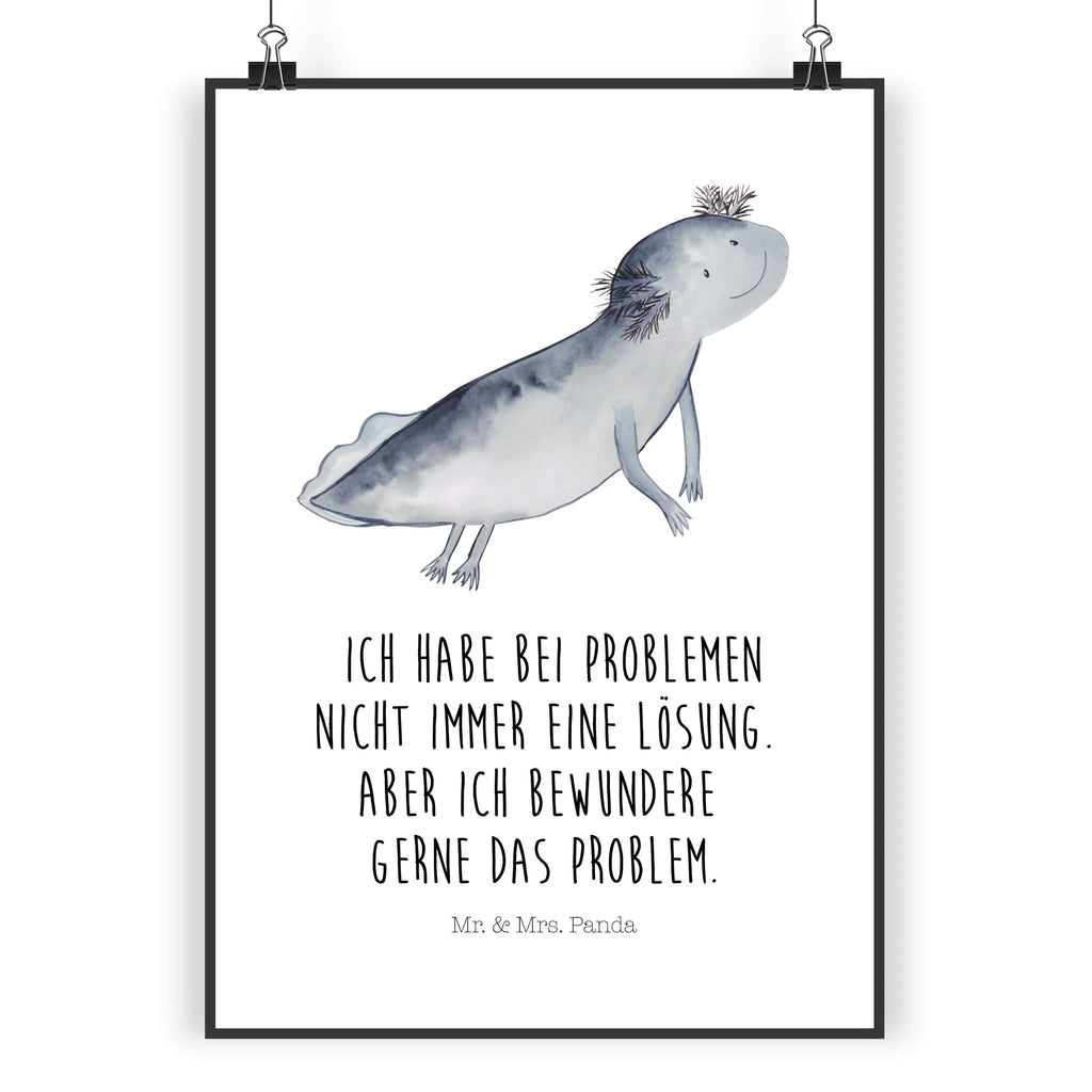 Poster Axolotl Schwimmen Poster, Wandposter, Bild, Wanddeko, Küchenposter, Kinderposter, Wanddeko Bild, Raumdekoration, Wanddekoration, Handgemaltes Poster, Mr. & Mrs. Panda Poster, Designposter, Kunstdruck, Posterdruck, Axolotl, Molch, Axolot, Schwanzlurch, Lurch, Lurche, Problem, Probleme, Lösungen, Motivation