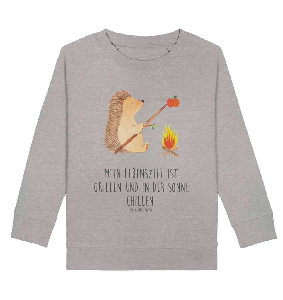 Organic Kinder Pullover Igel grillt Kinder Pullover, Kinder Sweatshirt, Jungen, Mädchen, Tiermotive, Gute Laune, lustige Sprüche, Tiere, Igel, Grillen, Ziele, Motivation, arbeitslos, Sinn des Lebens, Spruch