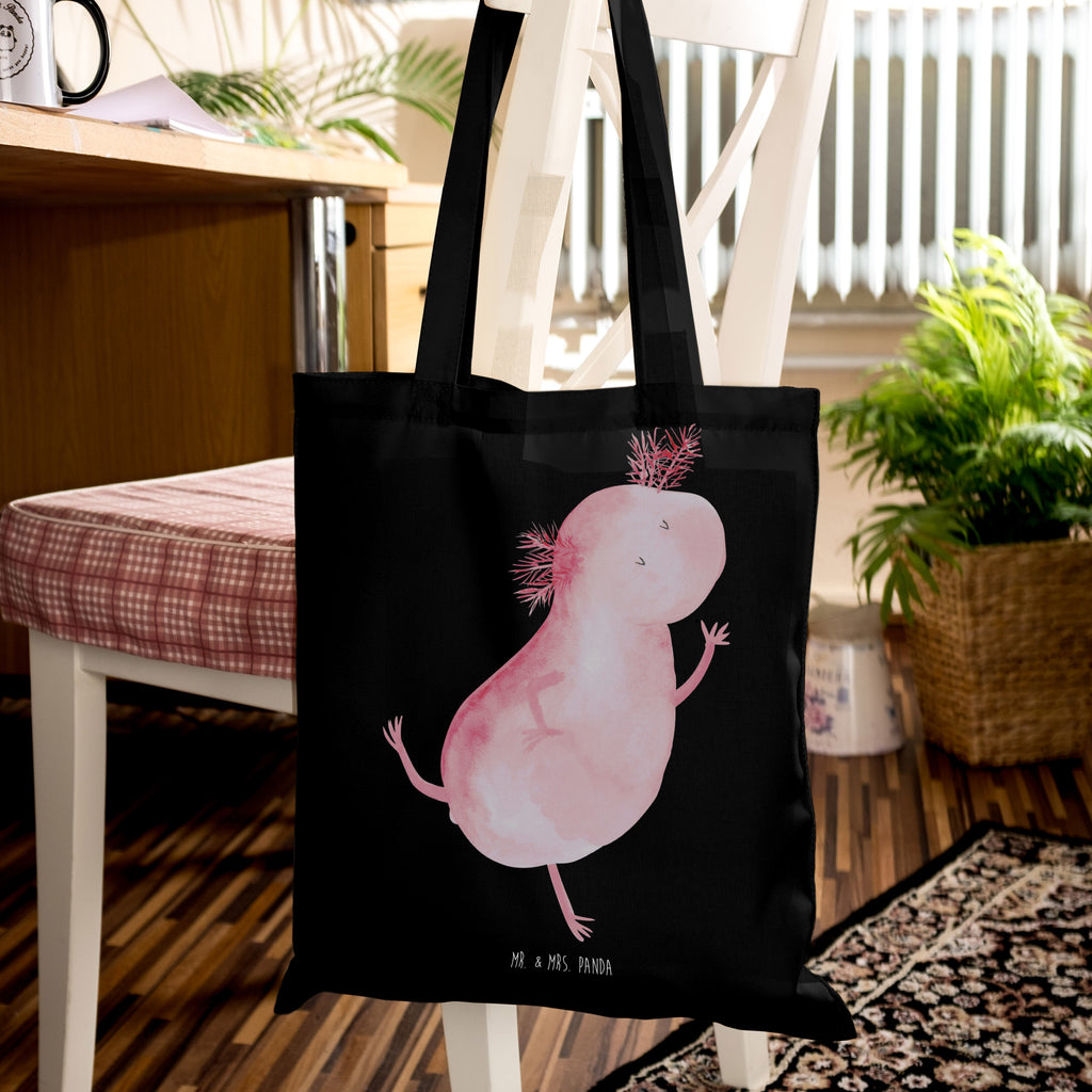 Tragetasche Axolotl Tanzen Beuteltasche, Beutel, Einkaufstasche, Jutebeutel, Stoffbeutel, Tasche, Shopper, Umhängetasche, Strandtasche, Schultertasche, Stofftasche, Tragetasche, Badetasche, Jutetasche, Einkaufstüte, Laptoptasche, Axolotl, Molch, Axolot, Schwanzlurch, Lurch, Lurche, Dachschaden, Sterne, verrückt, Freundin, beste Freundin