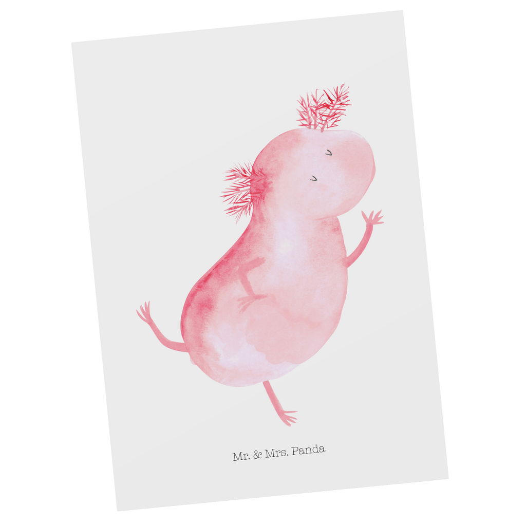 Postkarte Axolotl Tanzen Postkarte, Karte, Geschenkkarte, Grußkarte, Einladung, Ansichtskarte, Geburtstagskarte, Einladungskarte, Dankeskarte, Ansichtskarten, Einladung Geburtstag, Einladungskarten Geburtstag, Axolotl, Molch, Axolot, Schwanzlurch, Lurch, Lurche, Dachschaden, Sterne, verrückt, Freundin, beste Freundin