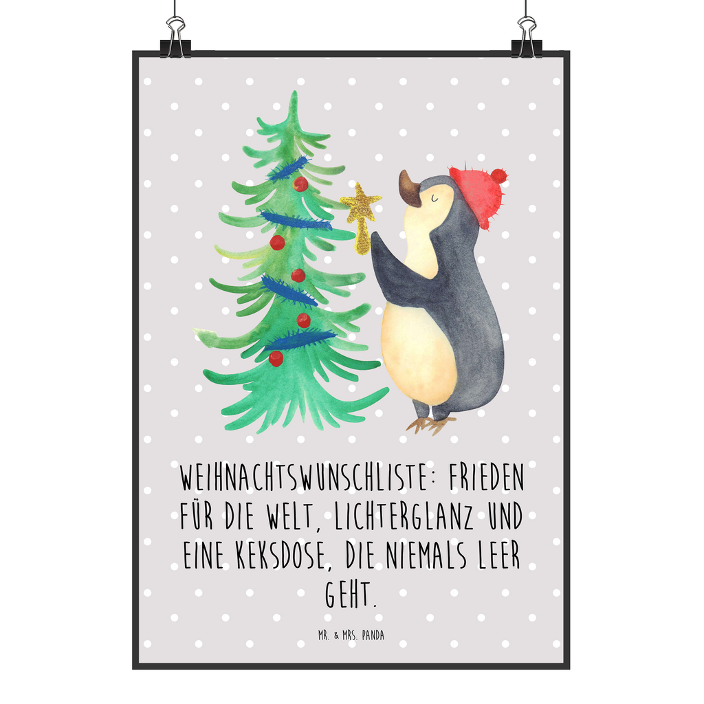 Poster Pinguin Weihnachtsbaum Poster, Wandposter, Bild, Wanddeko, Küchenposter, Kinderposter, Wanddeko Bild, Raumdekoration, Wanddekoration, Handgemaltes Poster, Mr. & Mrs. Panda Poster, Designposter, Kunstdruck, Posterdruck, Winter, Weihnachten, Weihnachtsdeko, Nikolaus, Advent, Heiligabend, Wintermotiv, Pinguin