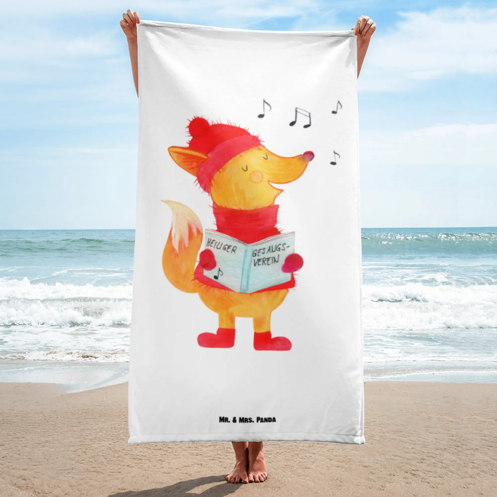 XL Badehandtuch Fuchs Sänger Handtuch, Badetuch, Duschtuch, Strandtuch, Saunatuch, Winter, Weihnachten, Weihnachtsdeko, Nikolaus, Advent, Heiligabend, Wintermotiv, Fuchs, Füchse, Sänger, Geschenk Sänger, Singen, Weihnachtslieder