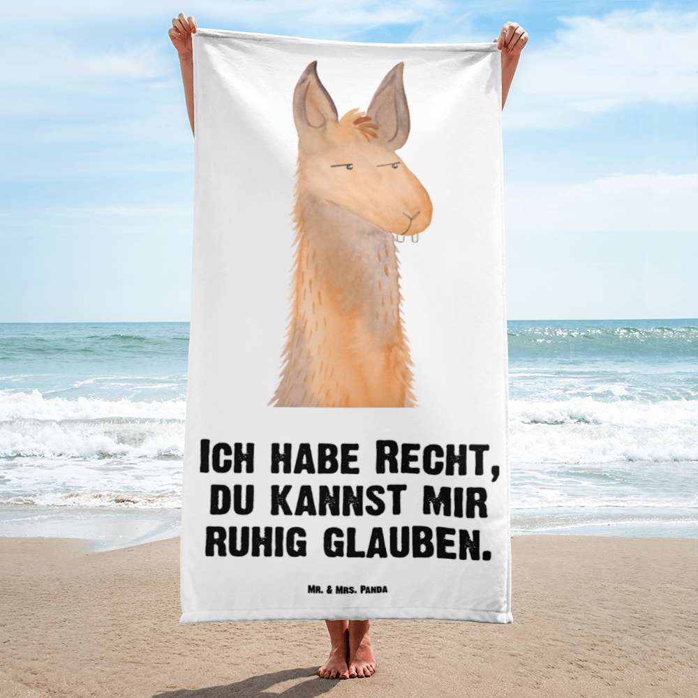 XL Badehandtuch Lamakopf Genervt Handtuch, Badetuch, Duschtuch, Strandtuch, Saunatuch, Lama, Alpaka, Lamas, Recht haben, genervt sein, Freundin, beste Freundin, Partnerin, Büro, Büroalltag, Chef, Chefin, Azubi