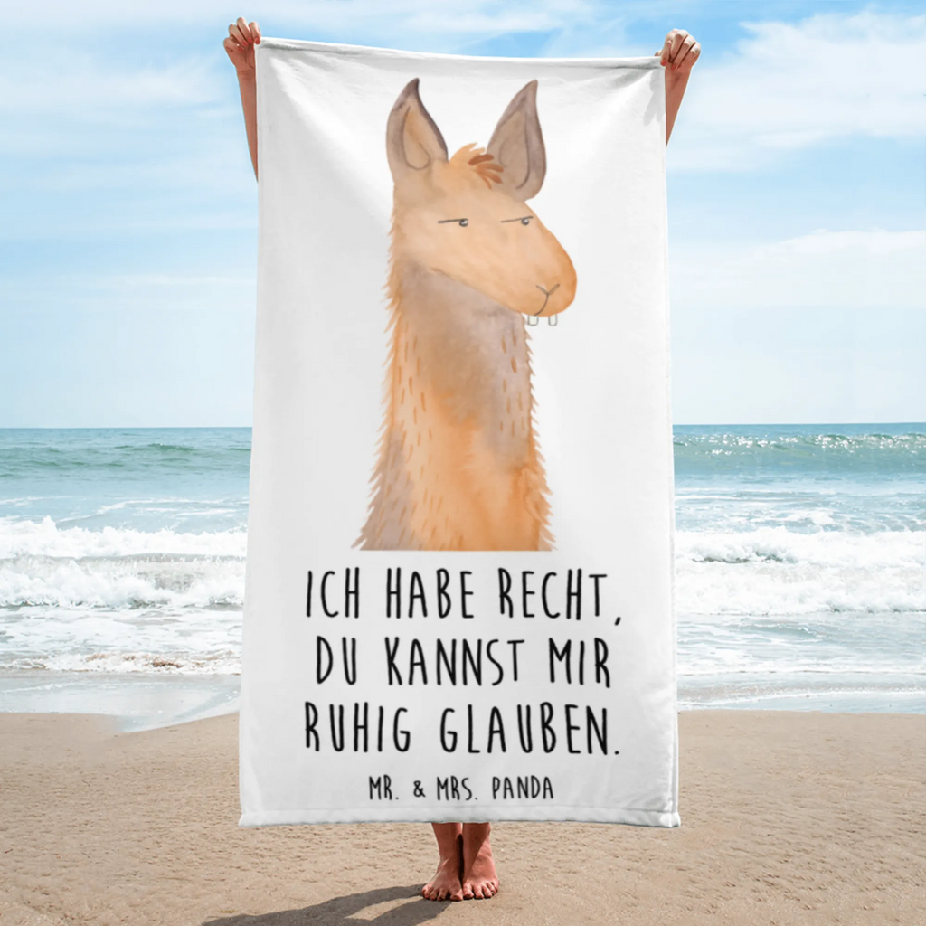 XL Badehandtuch Lamakopf Genervt Handtuch, Badetuch, Duschtuch, Strandtuch, Saunatuch, Lama, Alpaka, Lamas, Recht haben, genervt sein, Freundin, beste Freundin, Partnerin, Büro, Büroalltag, Chef, Chefin, Azubi