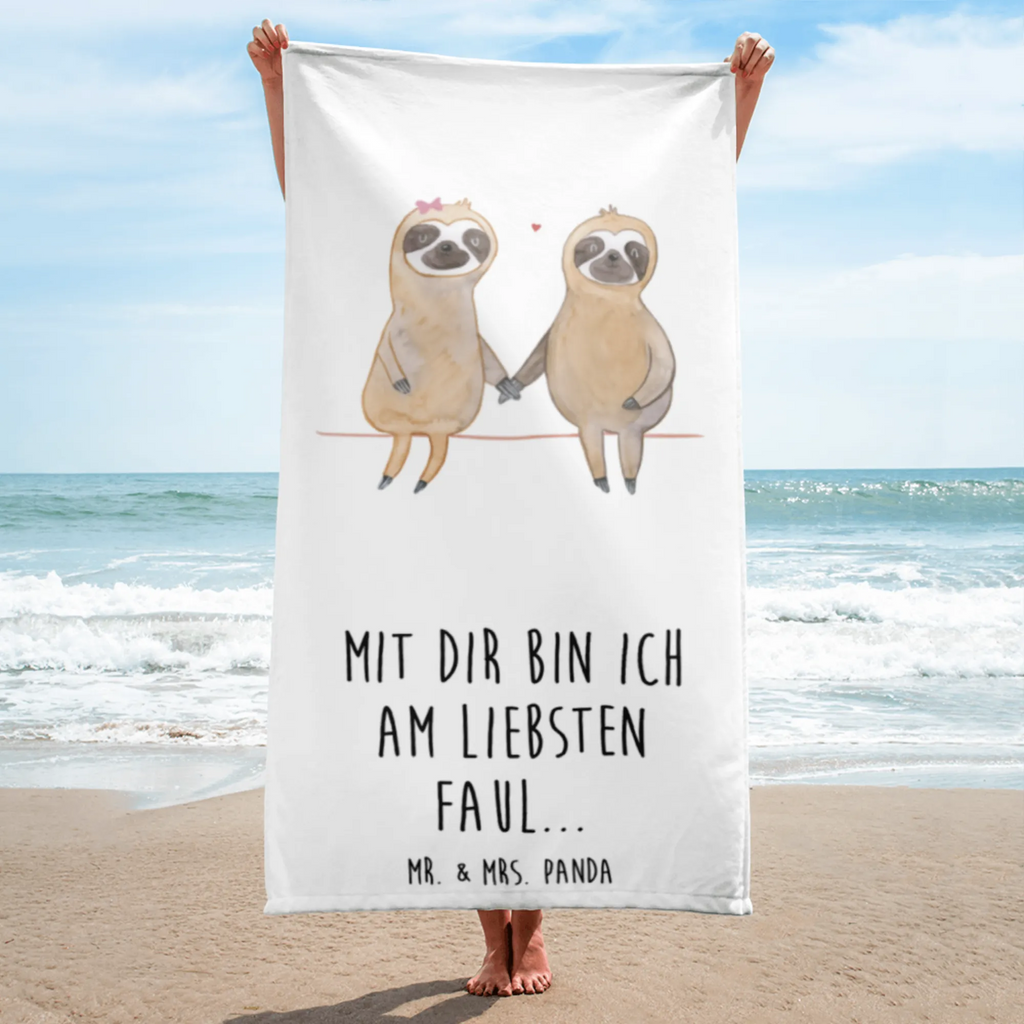 XL Badehandtuch Faultier Pärchen Handtuch, Badetuch, Duschtuch, Strandtuch, Saunatuch, Faultier, Faultier Geschenk, Faultier Deko, Faultiere, faul, Lieblingstier, Liebe, Liebespaar, Faultierliebe, Faultierpärchen, verliebt, verlobt, gemeinsam, relaxen, Pärchen, Beziehung, Langsamkeit