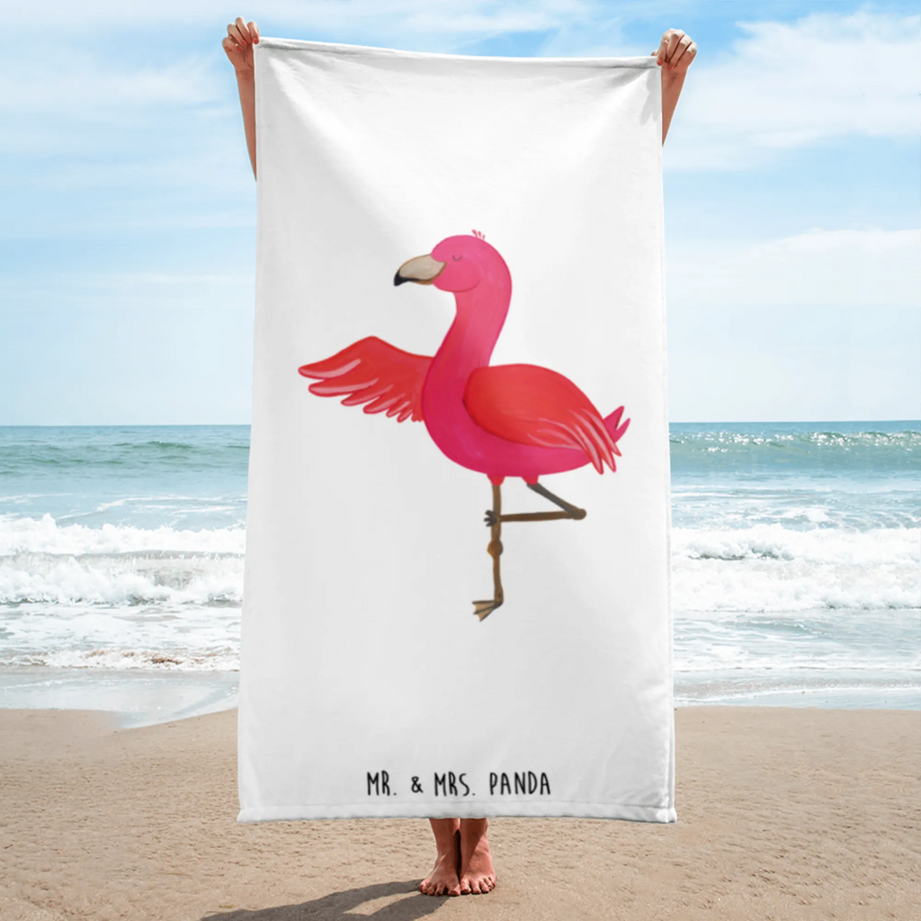 XL Badehandtuch Flamingo Yoga Handtuch, Badetuch, Duschtuch, Strandtuch, Saunatuch, Flamingo, Vogel, Yoga, Namaste, Achtsamkeit, Yoga-Übung, Entspannung, Ärger, Aufregen, Tiefenentspannung