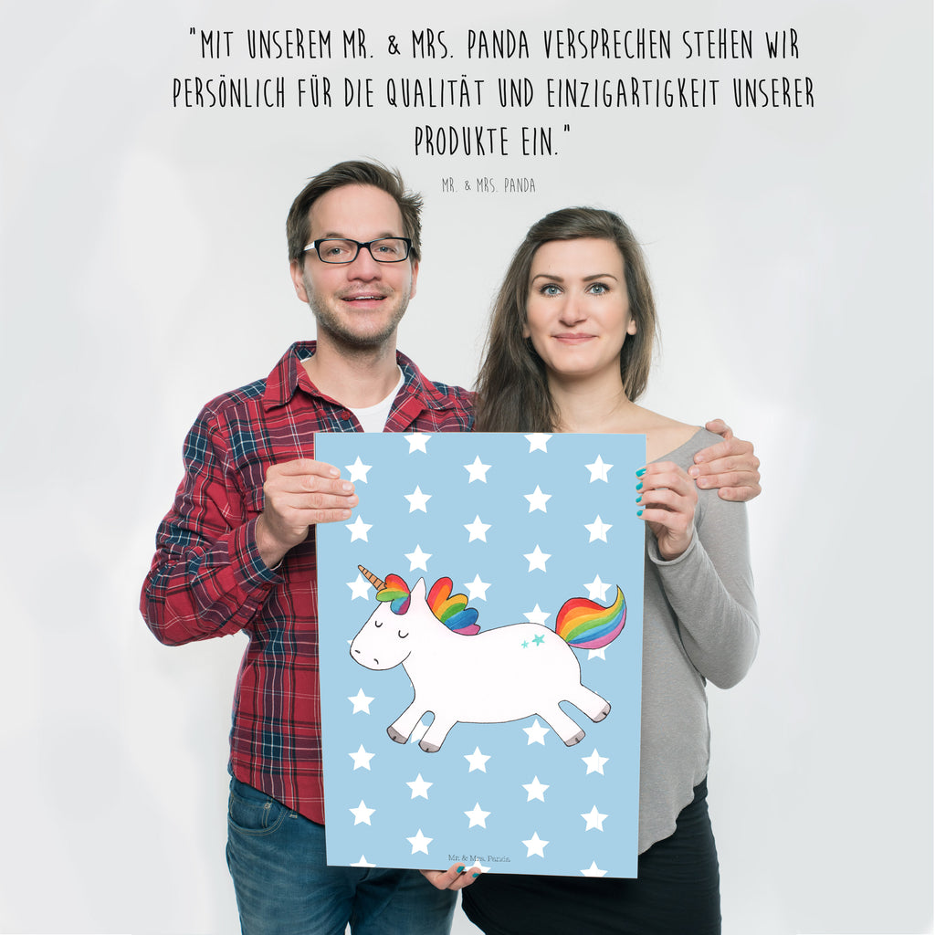 Poster Einhorn Happy Poster, Wandposter, Bild, Wanddeko, Küchenposter, Kinderposter, Wanddeko Bild, Raumdekoration, Wanddekoration, Handgemaltes Poster, Mr. & Mrs. Panda Poster, Designposter, Kunstdruck, Posterdruck, Einhorn, Einhörner, Einhorn Deko, Pegasus, Unicorn, glücklich, fröhlich, Spaß, Freude, Lebensfreude, witzig, spannend, Lächeln, Lachen