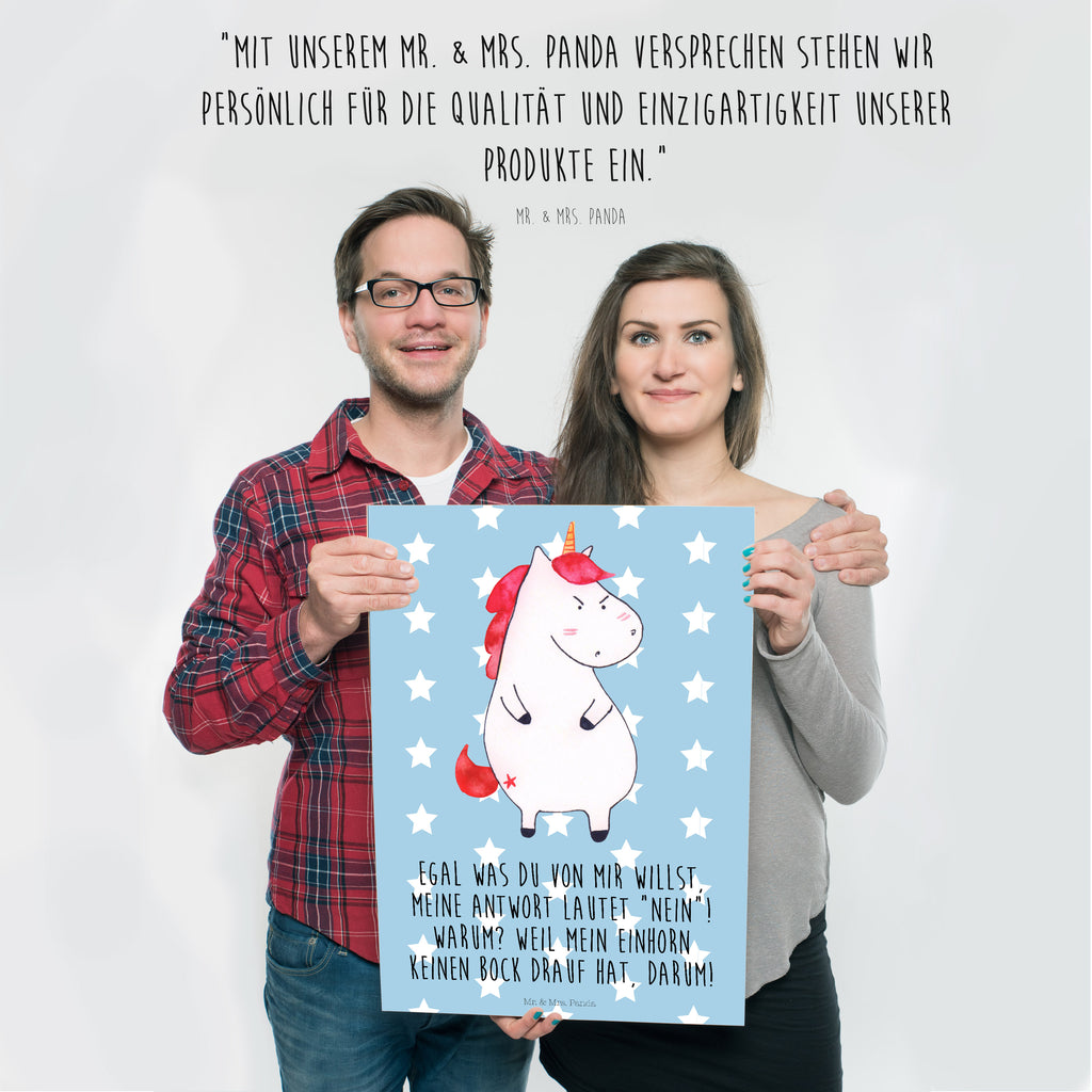 Poster Einhorn Wut Poster, Wandposter, Bild, Wanddeko, Küchenposter, Kinderposter, Wanddeko Bild, Raumdekoration, Wanddekoration, Handgemaltes Poster, Mr. & Mrs. Panda Poster, Designposter, Kunstdruck, Posterdruck, Einhorn, Einhörner, Einhorn Deko, Pegasus, Unicorn, Realität, Ansage, lustlos, nein, Büro, Arbeit, wütend, dumme Fragen, lustig, Spaß, Geschenk