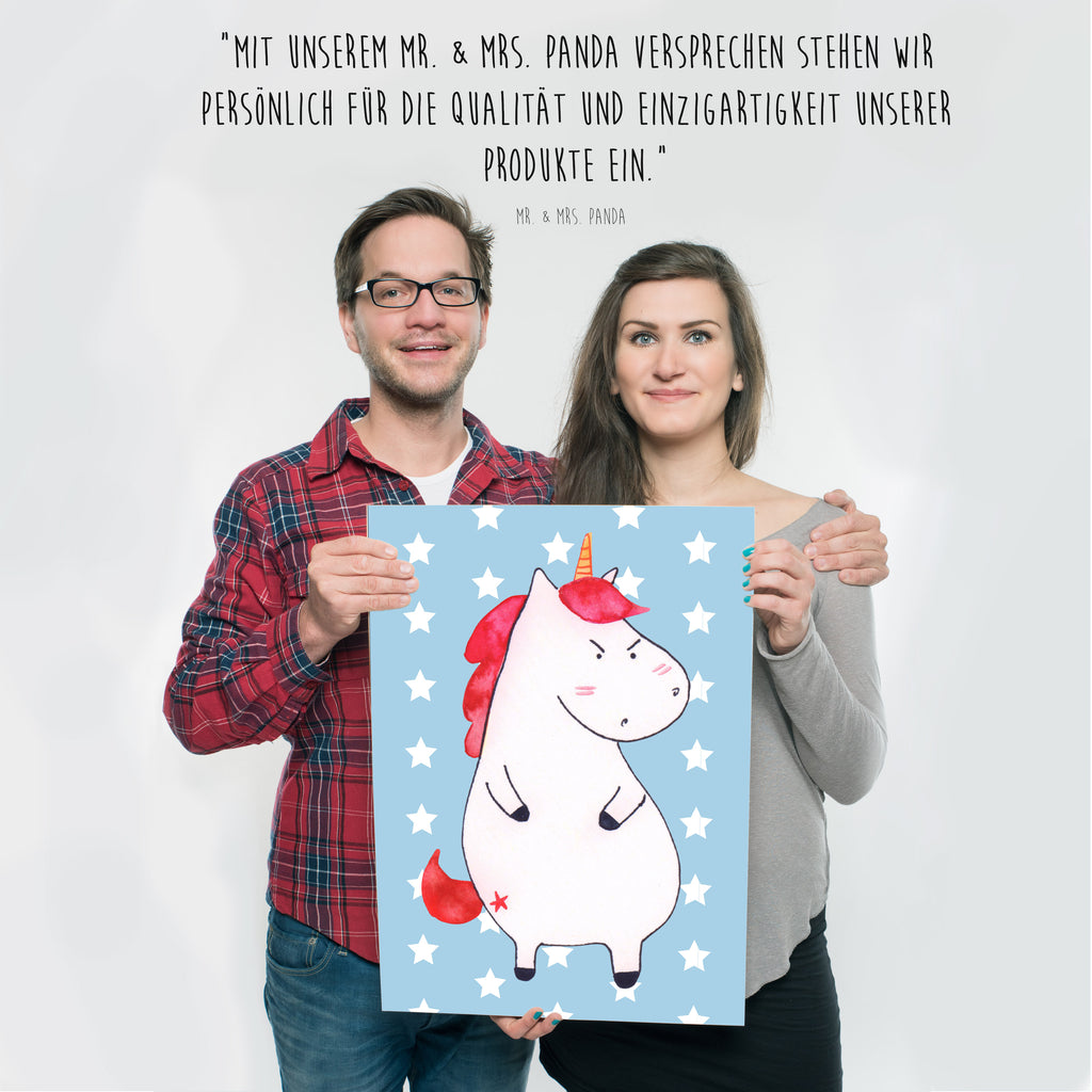 Poster Einhorn Wut Poster, Wandposter, Bild, Wanddeko, Küchenposter, Kinderposter, Wanddeko Bild, Raumdekoration, Wanddekoration, Handgemaltes Poster, Mr. & Mrs. Panda Poster, Designposter, Kunstdruck, Posterdruck, Einhorn, Einhörner, Einhorn Deko, Pegasus, Unicorn, Realität, Ansage, lustlos, nein, Büro, Arbeit, wütend, dumme Fragen, lustig, Spaß, Geschenk