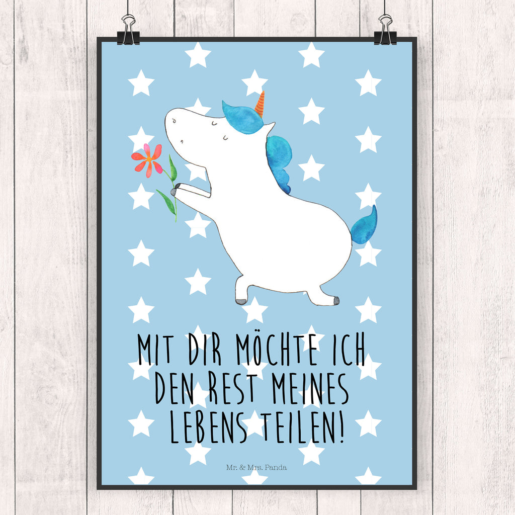 Poster Einhorn Blume Poster, Wandposter, Bild, Wanddeko, Küchenposter, Kinderposter, Wanddeko Bild, Raumdekoration, Wanddekoration, Handgemaltes Poster, Mr. & Mrs. Panda Poster, Designposter, Kunstdruck, Posterdruck, Einhorn, Einhörner, Einhorn Deko, Pegasus, Unicorn, Liebe, Liebesbeweis, Antrag, Heiratsantrag, Verlobung, Ehepaar, Pärchen, Partner, Freund, Freundin, Ehe, heiraten