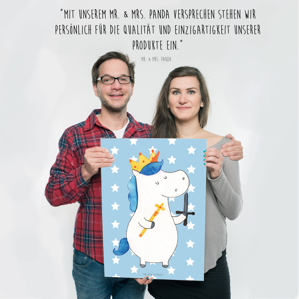 Poster Einhorn König mit Schwert Poster, Wandposter, Bild, Wanddeko, Küchenposter, Kinderposter, Wanddeko Bild, Raumdekoration, Wanddekoration, Handgemaltes Poster, Mr. & Mrs. Panda Poster, Designposter, Kunstdruck, Posterdruck, Einhorn, Einhörner, Einhorn Deko, Pegasus, Unicorn, König, Ritter, Mittelalter