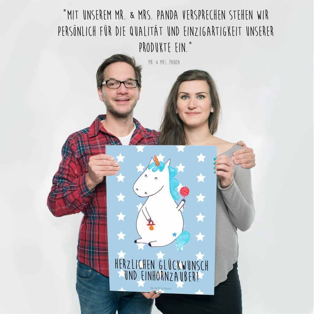 Poster Einhorn Baby Poster, Wandposter, Bild, Wanddeko, Küchenposter, Kinderposter, Wanddeko Bild, Raumdekoration, Wanddekoration, Handgemaltes Poster, Mr. & Mrs. Panda Poster, Designposter, Kunstdruck, Posterdruck, Einhorn, Einhörner, Einhorn Deko, Pegasus, Unicorn, Mutter, Geburt, Geburtstag, erstes Kind, Baby, Babyglück, Nachwuchs, Eltern, Party, Kind, Schnuller