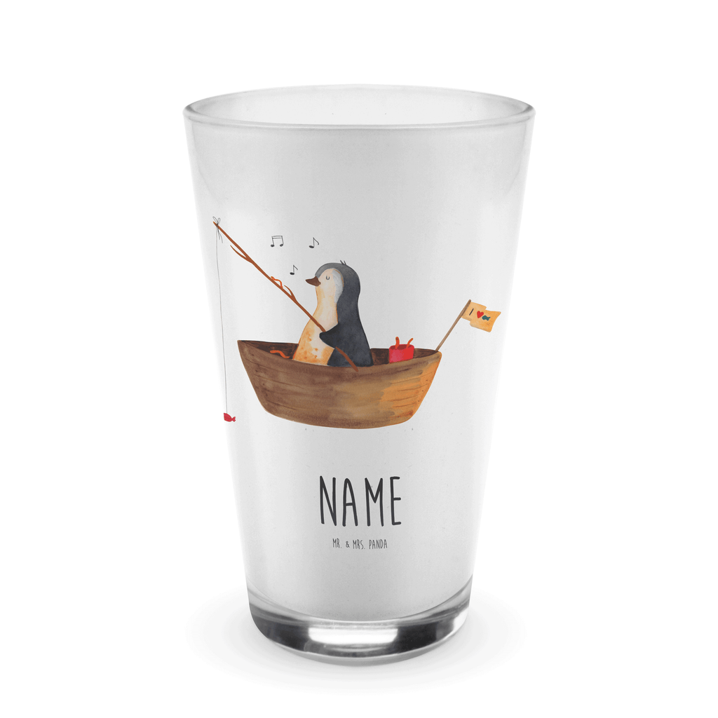 Personalisiertes Glas Pinguin Angelboot Bedrucktes Glas, Glas mit Namen, Namensglas, Glas personalisiert, Name, Bedrucken, Pinguin, Pinguine, Angeln, Boot, Angelboot, Lebenslust, Leben, genießen, Motivation, Neustart, Neuanfang, Trennung, Scheidung, Geschenkidee Liebeskummer