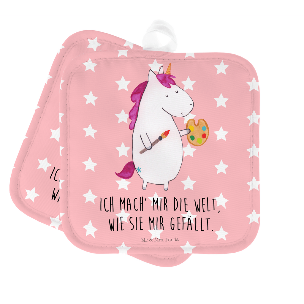 2er Set Topflappen  Einhorn Künstler Topflappen, Topfuntersetzer, Ofenhandschuh, Topflappen Set, Topflappen lustig, Topflappen mit Spruch, Ofenhandschuhe, Topfhandschuhe, Topfhandschuh, Topflappenset, Topflappen 2er Set, Schöne Topflappen, Einhorn, Einhörner, Einhorn Deko, Pegasus, Unicorn, Englisch, Künstler, Artist, Malen, Zeichnen, Welt, Farbe, Stift, Pinsel, Geschenk, Maler