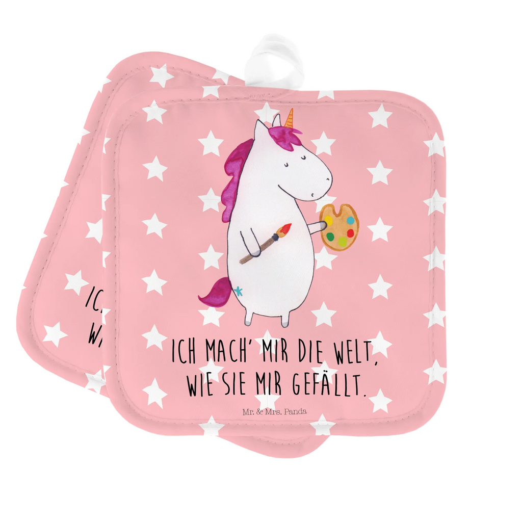 2er Set Topflappen  Einhorn Künstler Topflappen, Topfuntersetzer, Ofenhandschuh, Topflappen Set, Topflappen lustig, Topflappen mit Spruch, Ofenhandschuhe, Topfhandschuhe, Topfhandschuh, Topflappenset, Topflappen 2er Set, Schöne Topflappen, Einhorn, Einhörner, Einhorn Deko, Unicorn, Englisch, Künstler, Artist, Malen, Zeichnen, Welt, Farbe, Stift, Pinsel, Geschenk, Maler