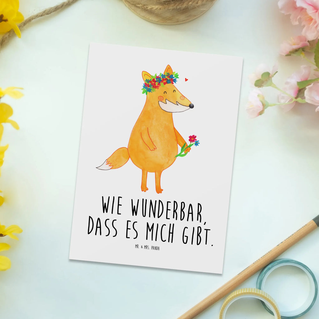 Postkarte Fuchs Blumen Postkarte, Karte, Geschenkkarte, Grußkarte, Einladung, Ansichtskarte, Geburtstagskarte, Einladungskarte, Dankeskarte, Ansichtskarten, Einladung Geburtstag, Einladungskarten Geburtstag, Fuchs, Füchse, Fox, Liebe, Freundin, Fuchsmädchen, Blumenmädchen, Freundinnen, Liebesbeweis, Blume, Blumen, Motivation, Freude, ich, mich, Selbstliebe