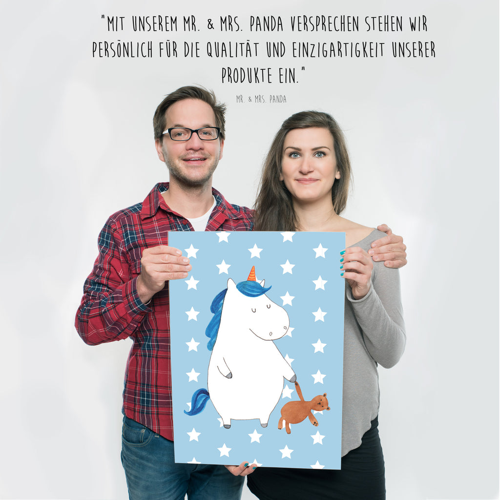 Poster Einhorn Teddy Poster, Wandposter, Bild, Wanddeko, Küchenposter, Kinderposter, Wanddeko Bild, Raumdekoration, Wanddekoration, Handgemaltes Poster, Mr. & Mrs. Panda Poster, Designposter, Kunstdruck, Posterdruck, Einhorn, Einhörner, Einhorn Deko, Pegasus, Unicorn, schlafen, gute Nacht, Single, Bett, Träumen, Freundin, Singleleben