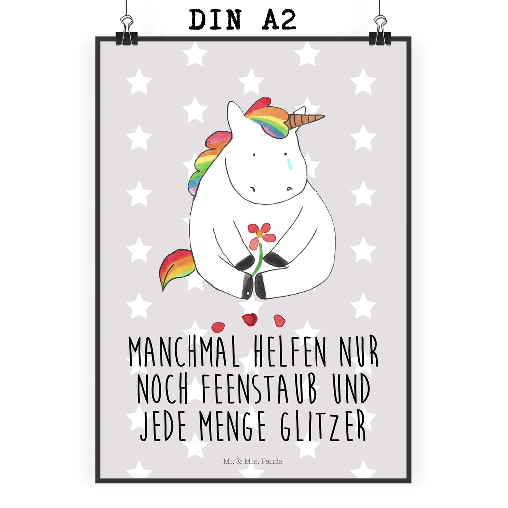 Poster Einhorn Traurig Poster, Wandposter, Bild, Wanddeko, Küchenposter, Kinderposter, Wanddeko Bild, Raumdekoration, Wanddekoration, Handgemaltes Poster, Mr. & Mrs. Panda Poster, Designposter, Kunstdruck, Posterdruck, Einhorn, Einhörner, Einhorn Deko, Pegasus, Unicorn, Glitzer, Trösten. Freundschaft, Freunde, Liebe, Trauer, Grußkarte, Blume