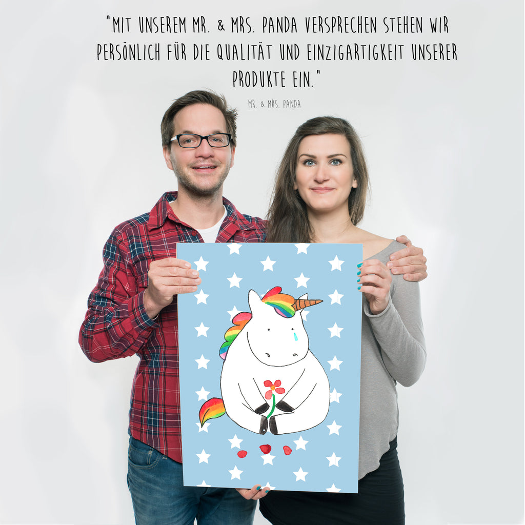 Poster Einhorn Traurig Poster, Wandposter, Bild, Wanddeko, Küchenposter, Kinderposter, Wanddeko Bild, Raumdekoration, Wanddekoration, Handgemaltes Poster, Mr. & Mrs. Panda Poster, Designposter, Kunstdruck, Posterdruck, Einhorn, Einhörner, Einhorn Deko, Pegasus, Unicorn, Glitzer, Trösten. Freundschaft, Freunde, Liebe, Trauer, Grußkarte, Blume