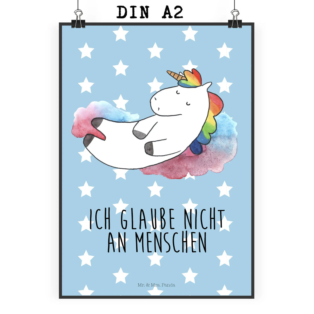 Poster Einhorn Wolke 7 Poster, Wandposter, Bild, Wanddeko, Küchenposter, Kinderposter, Wanddeko Bild, Raumdekoration, Wanddekoration, Handgemaltes Poster, Mr. & Mrs. Panda Poster, Designposter, Kunstdruck, Posterdruck, Einhorn, Einhörner, Einhorn Deko, Unicorn, verliebt, Menschen, witzig, lustig, Geschenk, Glaube, Realität, Lächeln