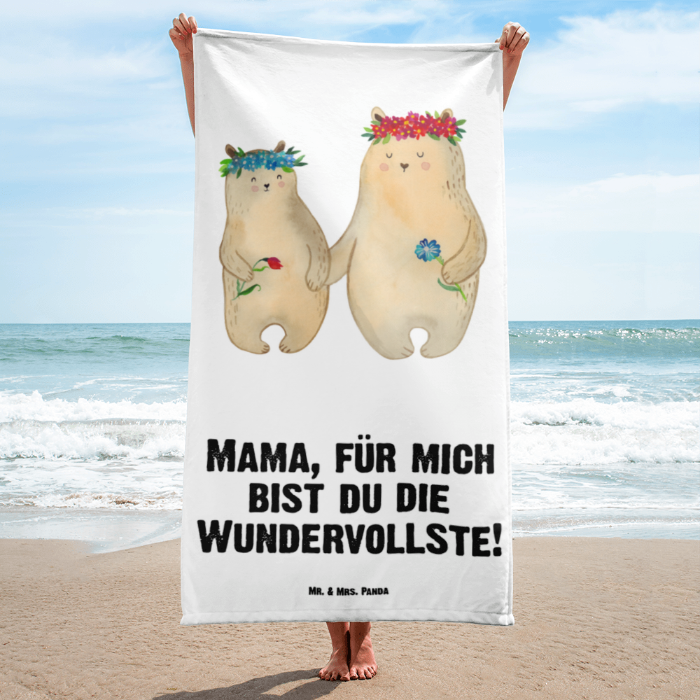 XL Badehandtuch Bären mit Blumenkranz Handtuch, Badetuch, Duschtuch, Strandtuch, Saunatuch, Familie, Vatertag, Muttertag, Bruder, Schwester, Mama, Papa, Oma, Opa, Bär, Bären, Mutter, Mutti, Mami, Lieblingsmensch, Lieblingsmama, beste Mutter, weltbeste Mama, Geschenk Mama. Muttertag, Tochter, Kind, Kinder, Töchter, Family, Vorbild