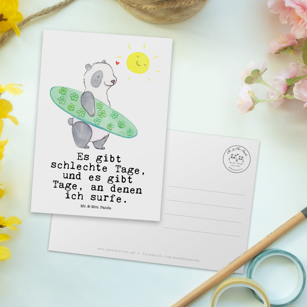 Postkarte Panda Surfen Tage Postkarte, Karte, Geschenkkarte, Grußkarte, Einladung, Ansichtskarte, Geburtstagskarte, Einladungskarte, Dankeskarte, Ansichtskarten, Einladung Geburtstag, Einladungskarten Geburtstag, Geschenk, Sport, Sportart, Hobby, Schenken, Danke, Dankeschön, Auszeichnung, Gewinn, Sportler, Wellenreiten, Surfen, Surfschule