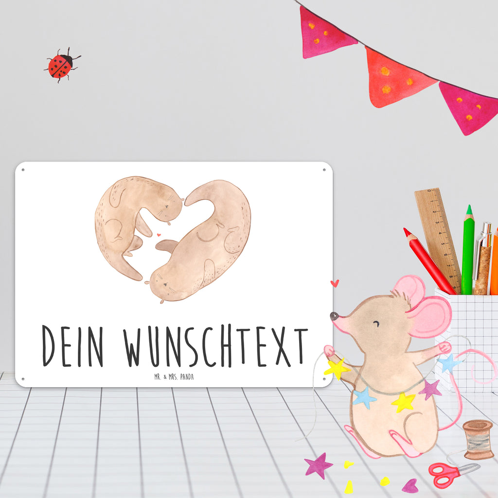 Personalisiertes Blechschild Otter Herz Blechschild, Metallschild, Geschenk Schild, Schild, Magnet-Metall-Schild, Deko Schild, Wandschild, Wand-Dekoration, Türschild, Otter, Fischotter, Seeotter, Liebe, Herz, Liebesbeweis, Liebesgeschenk, Bessere Hälfte, Love you, Jahrestag, Hochzeitstag, Verlobung, gemeinsames Leben