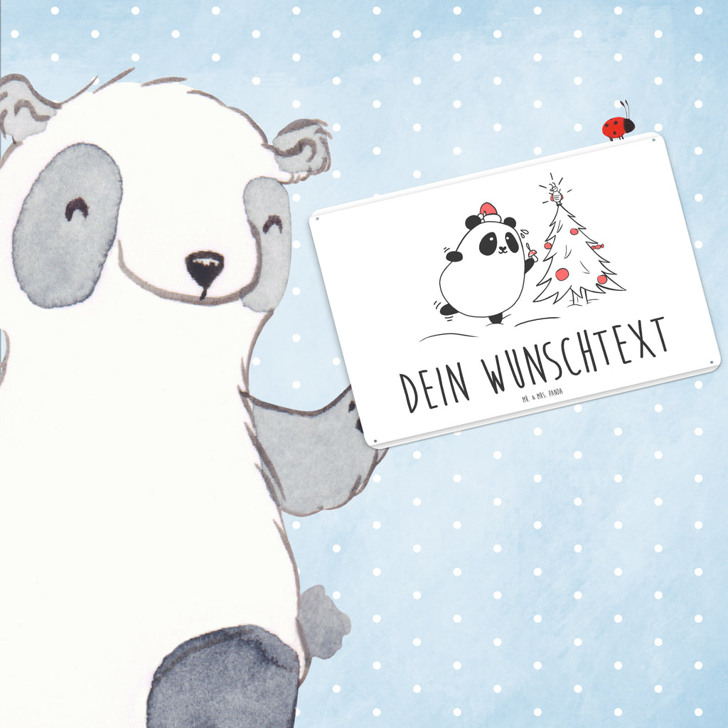 Personalisiertes Blechschild Panda Weihnachtszeit Blechschild, Metallschild, Geschenk Schild, Schild, Magnet-Metall-Schild, Deko Schild, Wandschild, Wand-Dekoration, Türschild