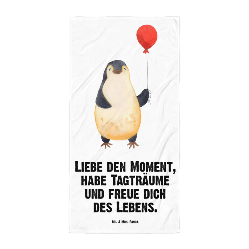 XL Badehandtuch Pinguin Luftballon Handtuch, Badetuch, Duschtuch, Strandtuch, Saunatuch, Pinguin, Pinguine, Luftballon, Tagträume, Lebenslust, Geschenk Freundin, Geschenkidee, beste Freundin, Motivation, Neustart, neues Leben, Liebe, Glück