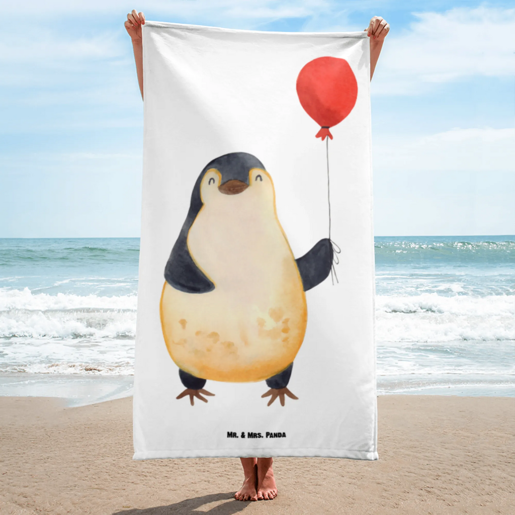 XL Badehandtuch Pinguin Luftballon Handtuch, Badetuch, Duschtuch, Strandtuch, Saunatuch, Pinguin, Pinguine, Luftballon, Tagträume, Lebenslust, Geschenk Freundin, Geschenkidee, beste Freundin, Motivation, Neustart, neues Leben, Liebe, Glück