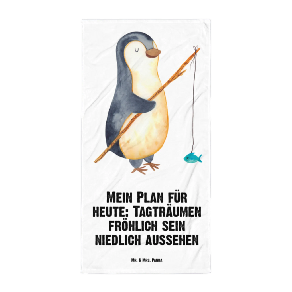 XL Badehandtuch Pinguin Angler Handtuch, Badetuch, Duschtuch, Strandtuch, Saunatuch, Pinguin, Pinguine, Angeln, Angler, Tagträume, Hobby, Plan, Planer, Tagesplan, Neustart, Motivation, Geschenk, Freundinnen, Geschenkidee, Urlaub, Wochenende