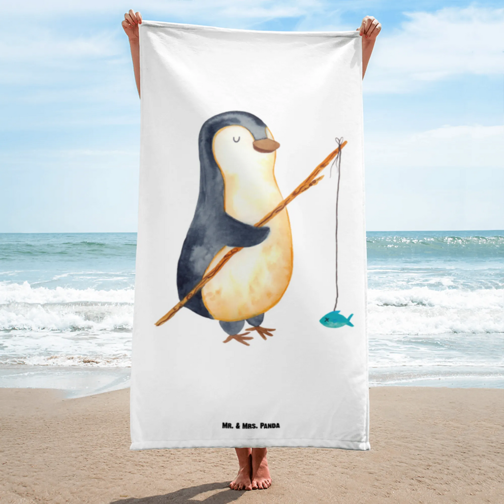 XL Badehandtuch Pinguin Angler Handtuch, Badetuch, Duschtuch, Strandtuch, Saunatuch, Pinguin, Pinguine, Angeln, Angler, Tagträume, Hobby, Plan, Planer, Tagesplan, Neustart, Motivation, Geschenk, Freundinnen, Geschenkidee, Urlaub, Wochenende