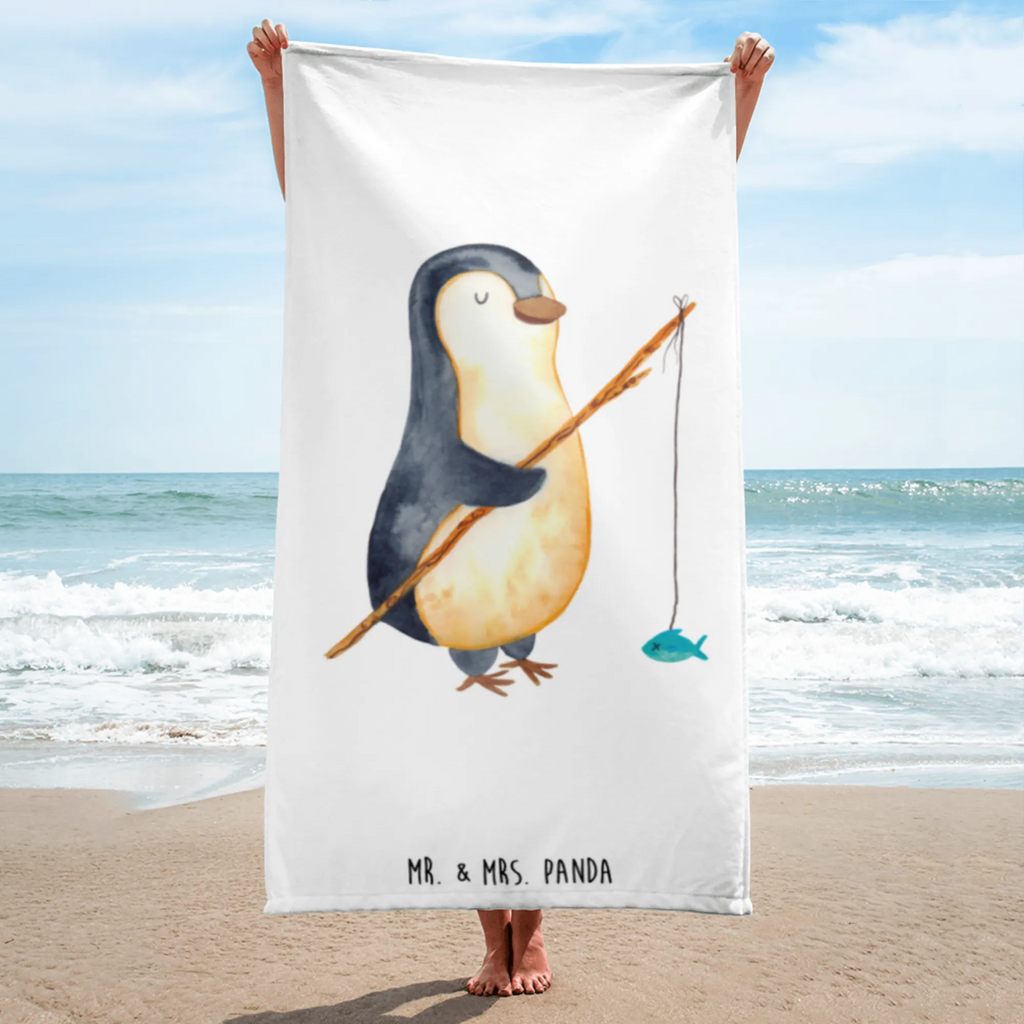 XL Badehandtuch Pinguin Angler Handtuch, Badetuch, Duschtuch, Strandtuch, Saunatuch, Pinguin, Pinguine, Angeln, Angler, Tagträume, Hobby, Plan, Planer, Tagesplan, Neustart, Motivation, Geschenk, Freundinnen, Geschenkidee, Urlaub, Wochenende