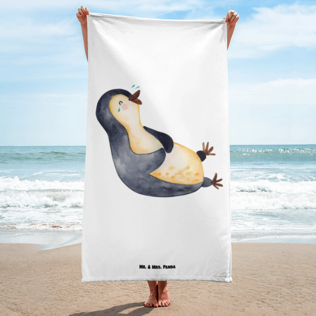 XL Badehandtuch Pinguin Lachen Handtuch, Badetuch, Duschtuch, Strandtuch, Saunatuch, Pinguin, Pinguine, lustiger Spruch, Optimismus, Fröhlich, Lachen, Humor, Fröhlichkeit