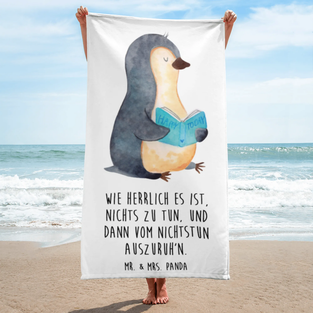 XL Badehandtuch Pinguin Buch Handtuch, Badetuch, Duschtuch, Strandtuch, Saunatuch, Pinguin, Pinguine, Buch, Lesen, Bücherwurm, Nichtstun, Faulenzen, Ferien, Urlaub, Freizeit