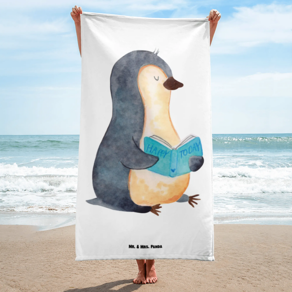 XL Badehandtuch Pinguin Buch Handtuch, Badetuch, Duschtuch, Strandtuch, Saunatuch, Pinguin, Pinguine, Buch, Lesen, Bücherwurm, Nichtstun, Faulenzen, Ferien, Urlaub, Freizeit