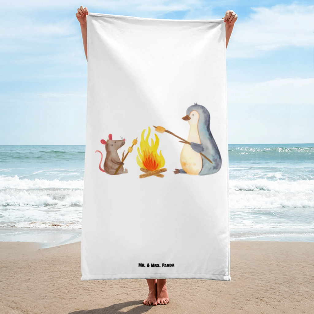 XL Badehandtuch Pinguin Lagerfeuer Handtuch, Badetuch, Duschtuch, Strandtuch, Saunatuch, Pinguin, Maus, Pinguine, Lagerfeuer, Leben, Arbeit, Job, Motivation, Büro, Büroalltag, Lebensspruch, Lebensmotivation, Neustart, Liebe, grillen, Feuer, Marshmallows