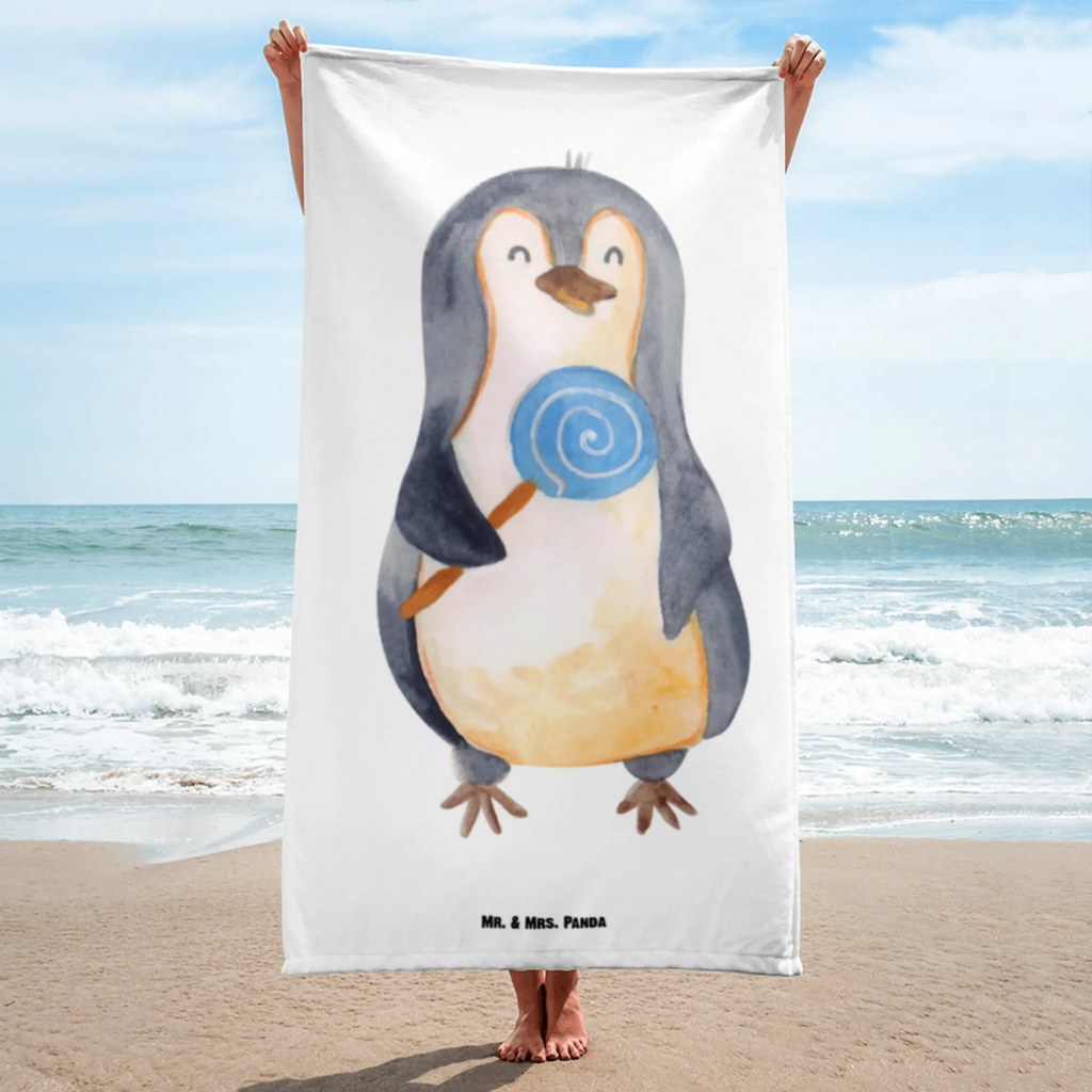 XL Badehandtuch Pinguin Lolli Handtuch, Badetuch, Duschtuch, Strandtuch, Saunatuch, Pinguin, Pinguine, Lolli, Süßigkeiten, Blödsinn, Spruch, Rebell, Gauner, Ganove, Rabauke