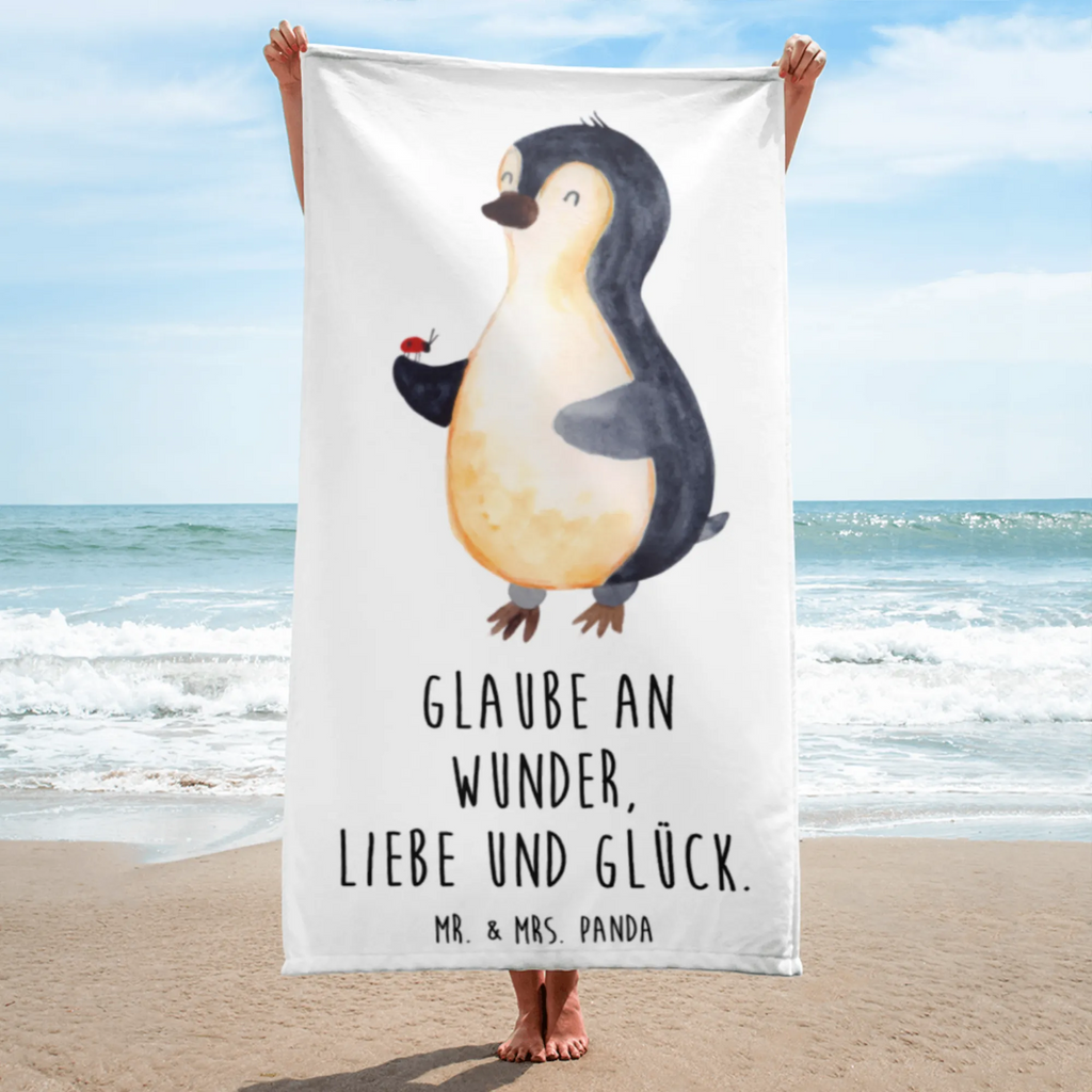 XL Badehandtuch Pinguin Marienkäfer Handtuch, Badetuch, Duschtuch, Strandtuch, Saunatuch, Pinguin, Pinguine, Marienkäfer, Liebe, Wunder, Glück, Freude, Lebensfreude