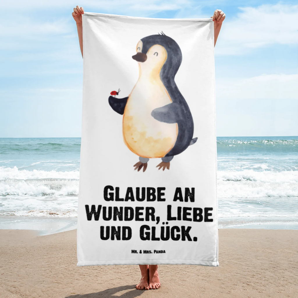 XL Badehandtuch Pinguin Marienkäfer Handtuch, Badetuch, Duschtuch, Strandtuch, Saunatuch, Pinguin, Pinguine, Marienkäfer, Liebe, Wunder, Glück, Freude, Lebensfreude