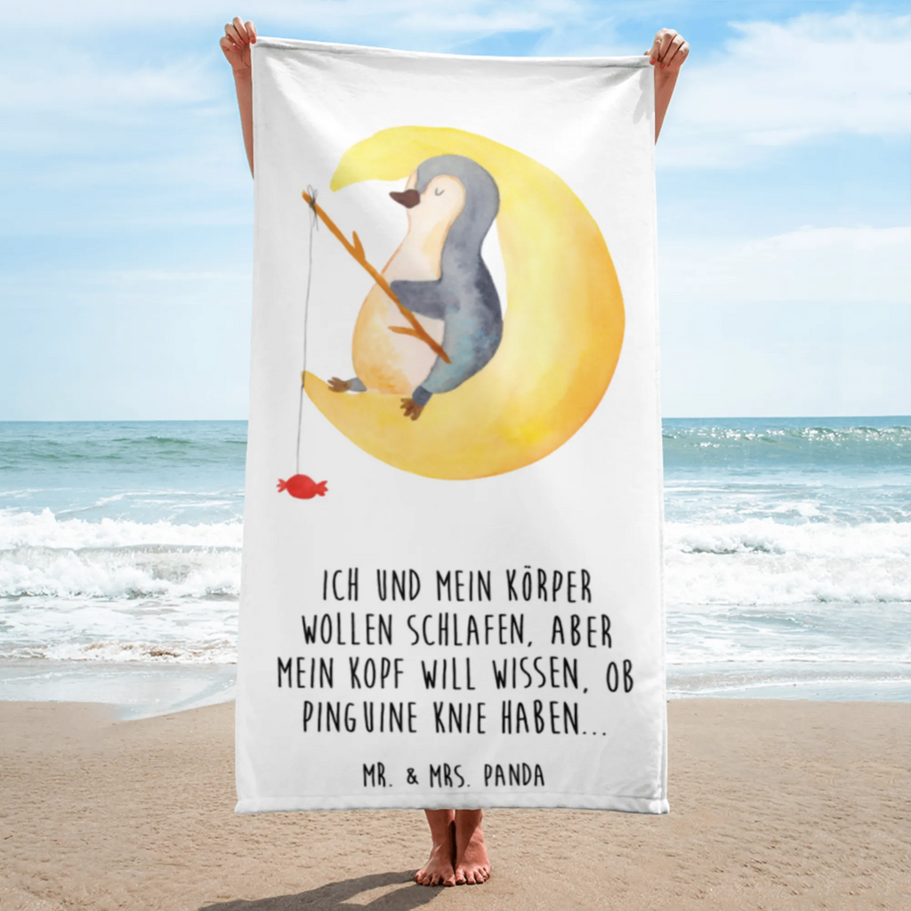 XL Badehandtuch Pinguin Mond Handtuch, Badetuch, Duschtuch, Strandtuch, Saunatuch, Pinguin, Pinguine, Spruch, schlafen, Nachtruhe, Einschlafen, Schlafzimmer, Schlafstörungen, Gästezimmer