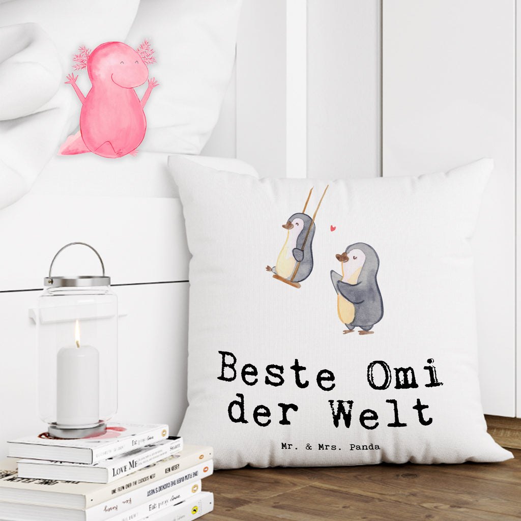 40x40 Kissen Pinguin Beste Omi der Welt Kissenhülle, Kopfkissen, Sofakissen, Dekokissen, Motivkissen, für, Dankeschön, Geschenk, Schenken, Geburtstag, Geburtstagsgeschenk, Geschenkidee, Danke, Bedanken, Mitbringsel, Freude machen, Geschenktipp, Großmutter, Oma, Omi, Großpapa, Großmama, Enkel, Enkelin, Enkelkind, Kleinigkeit, Ommi, Omma, Bester