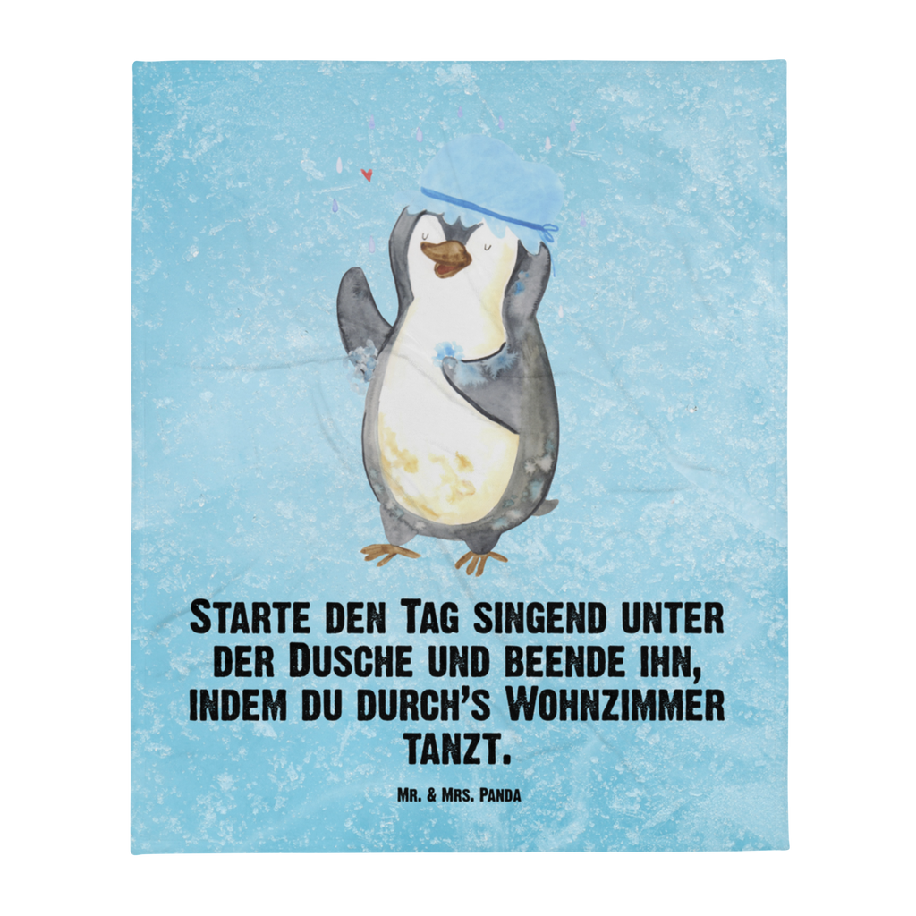 Kuscheldecke Pinguin duscht Decke, Wohndecke, Tagesdecke, Wolldecke, Sofadecke, Pinguin, Pinguine, Dusche, duschen, Lebensmotto, Motivation, Neustart, Neuanfang, glücklich sein