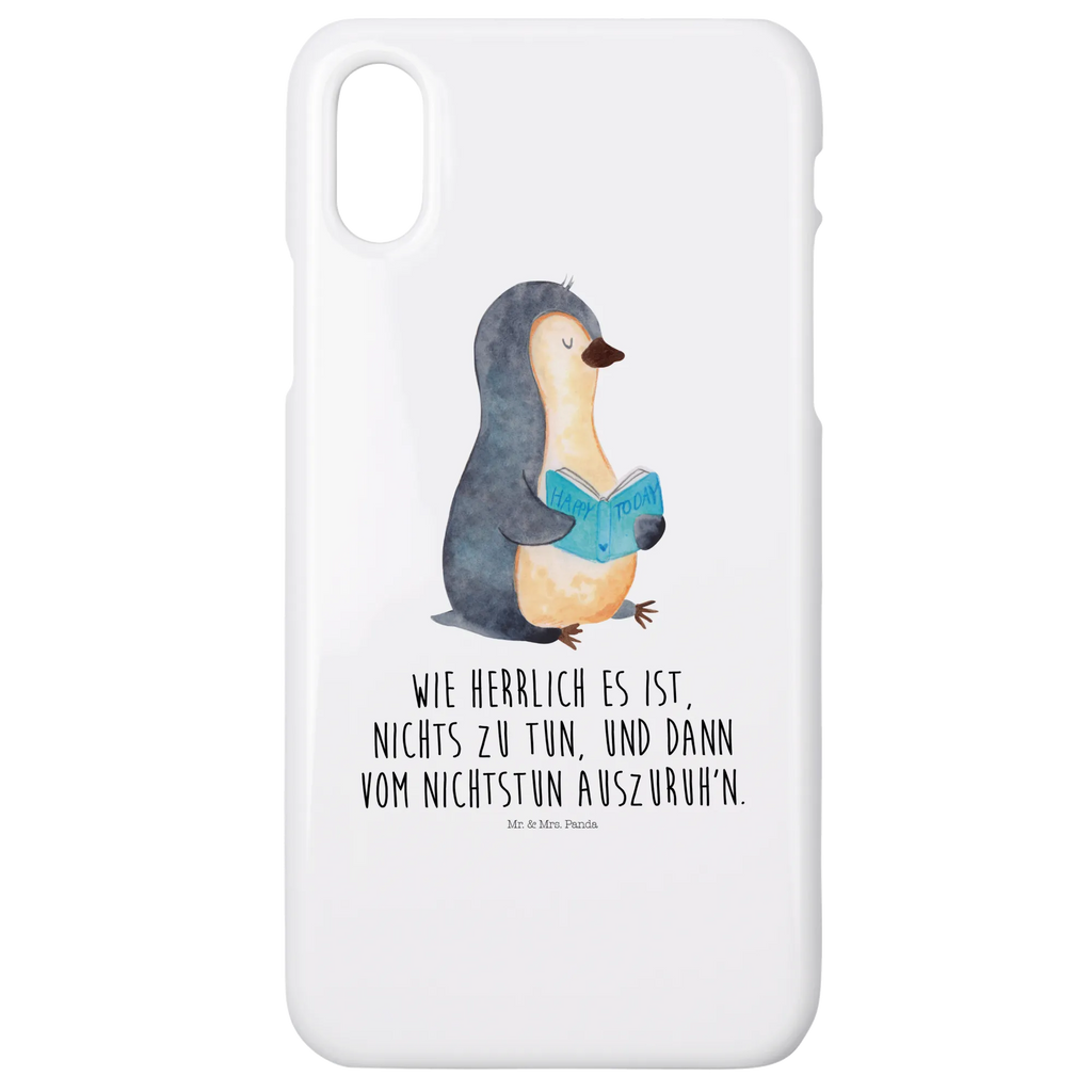 Handyhülle Pinguin Buch Handyhülle, Handycover, Cover, Handy, Hülle, Iphone 10, Iphone X, Pinguin, Pinguine, Buch, Lesen, Bücherwurm, Nichtstun, Faulenzen, Ferien, Urlaub, Freizeit