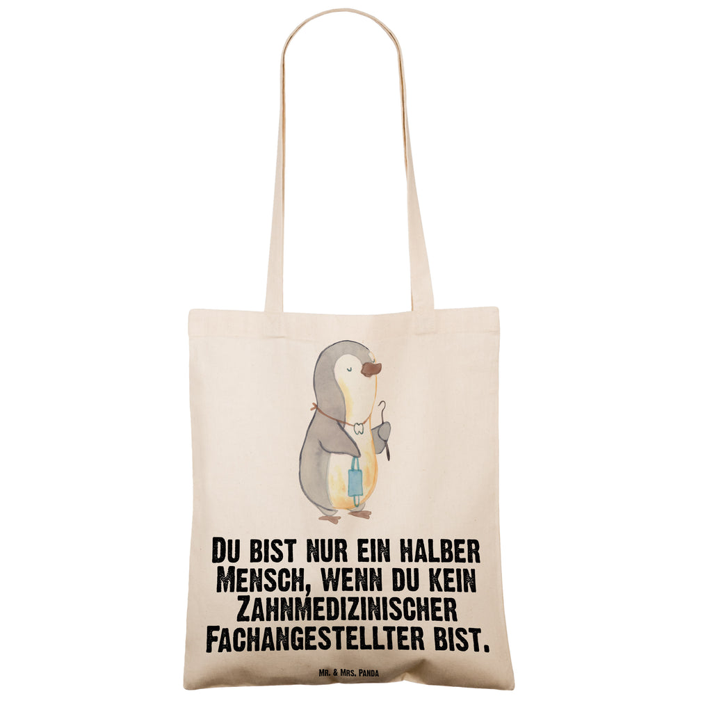 Tragetasche Zahnmedizinischer Fachangestellter mit Herz Beuteltasche, Beutel, Einkaufstasche, Jutebeutel, Stoffbeutel, Tasche, Shopper, Umhängetasche, Strandtasche, Schultertasche, Stofftasche, Tragetasche, Badetasche, Jutetasche, Einkaufstüte, Laptoptasche, Beruf, Ausbildung, Jubiläum, Abschied, Rente, Kollege, Kollegin, Geschenk, Schenken, Arbeitskollege, Mitarbeiter, Firma, Danke, Dankeschön